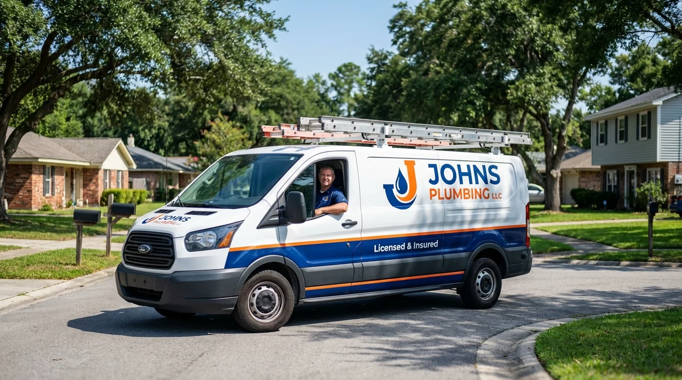 Johns Plumbing LLC service van in Saint Simons Island, GA