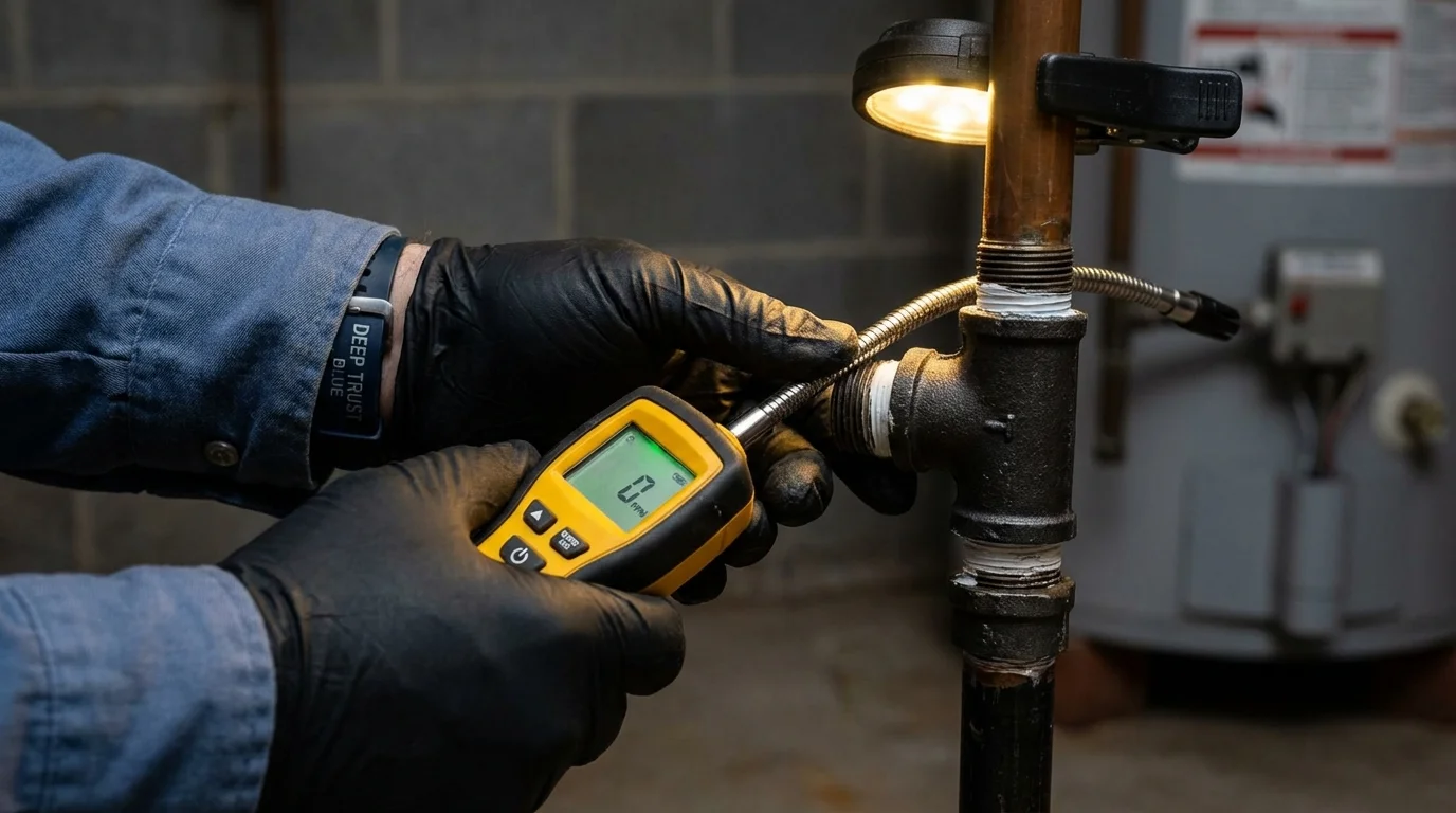 Gas leak detection with electronic sniffer by Johns Plumbing LLC in Saint Simons Island