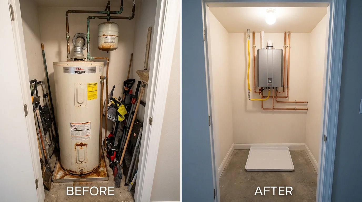 Tank water heater versus wall-mounted tankless unit comparison for Saint Simons Island, GA homeowners