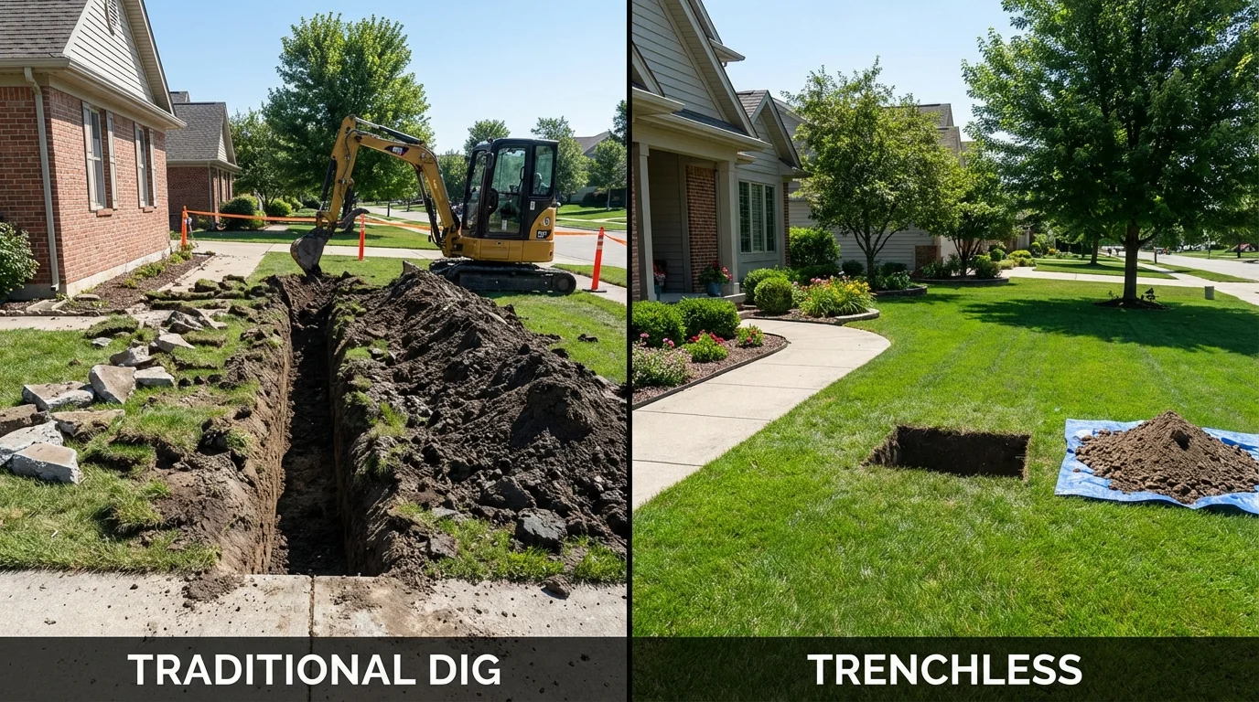 Trenchless sewer repair with minimal yard damage versus traditional excavation in Saint Simons Island, GA